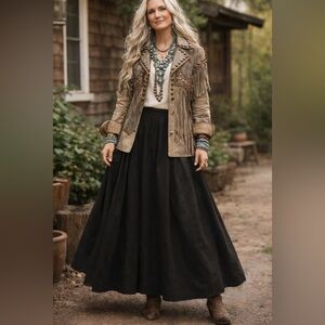 Vintage Deadstock Frontier Classics Black Prairie DDR Walking Skirt XL Western